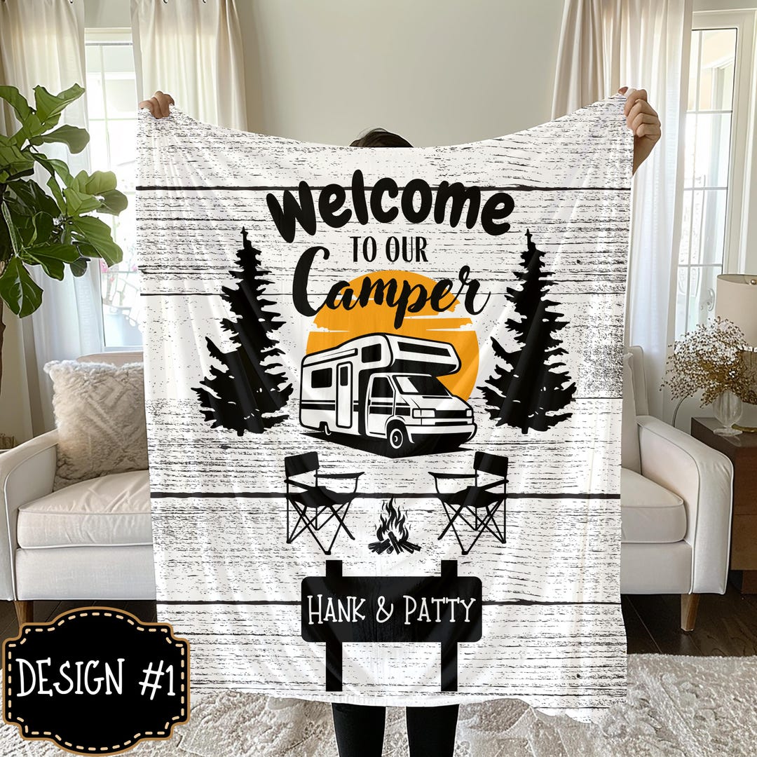 Perosonalized Camping Blanket - Gift for whole family, camping lovers - Happy Camper main image 1