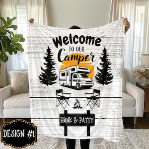 Personalized Camping Blanket: Custom Camper Throw, RV Decor