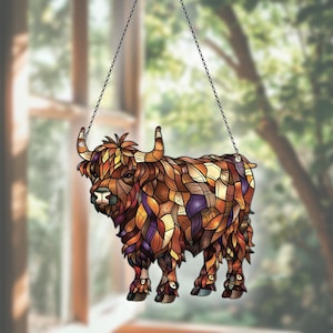 Highland Cow Acrylic Suncatcher Window Hanging, Highland Cow Ornaments, Highland Cow Decor, Highland Cow Gifts For Women Men