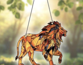 Lion Acrylic Suncatcher, Lion Ornaments, Lion Decor, Lion Gifts For Women Men, Lion Sun Catcher For Window Hanging, Gift For Lion Lovers