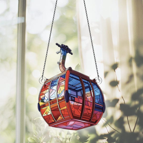 Ski Gondola Acrylic Suncatcher Window Hanging, Ski Gondola Ornaments, Ski Gondola Decor, Ski Gondola Gifts For Women Men