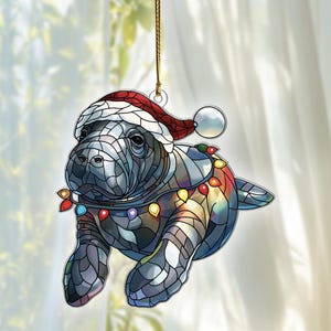 Manatee Acrylic Suncatcher Window Hanging, Manatee Ornaments, Manatee Decor, Manatee Gifts For Women Men, Manatee Christmas Ornaments