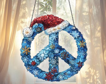 Peace Sign Acrylic Suncatcher Window Hangings, Peace Sign Ornaments, Peace Sign Decor, Peace Sign Gifts For Women Men, Christmas Ornaments
