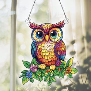 Owl Acrylic Suncatcher, Owl Ornaments, Owl Decor, Owl Gifts For Women Men, Owl Sun Catcher For Window Hanging, Gift For Owl Lovers