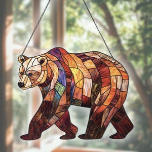 Bear Flat 2D Acrylic Suncatcher, Bear Ornaments, Bear Decor, Bear Gifts For Women Men, Bear Sun Catcher For Window Hanging, Bear Lover Gifts