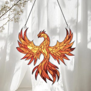 Phoenix Flat 2D Acrylic Suncatcher, Phoenix Ornaments, Phoenix Decor, Phoenix Gifts For Women Men, Phoenix Sun Catcher For Window Hanging