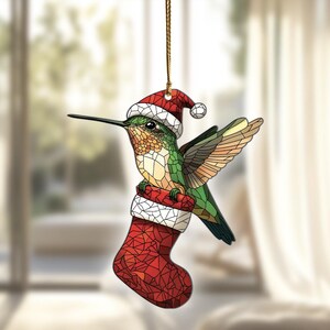 Atrapasol de colibrí acrílico para colgar en la ventana, adornos de colibrí, decoración de colibrí, regalos de colibrí para hombres y mujeres, decoración navideña