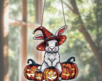 Rabbit Acrylic Suncatcher Window Hanging, Rabbit Ornaments, Rabbit Decor, Rabbit Gifts For Women Men, Rabbit Halloween Decorations