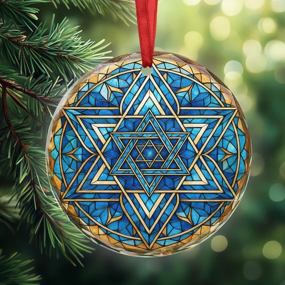 Colorful Hanukkah Star of David Stained Glass Ornaments, Hanukkah Decoration, Chanukah Decor, Christmas Gift for Jewish Family