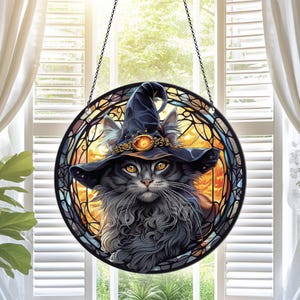 Black Cat Acrylic Suncatcher, Black Cat Ornaments, Black Cat Decor, Black Cat Gifts For Women Men, Black Cat Sun Catcher For Window Hanging