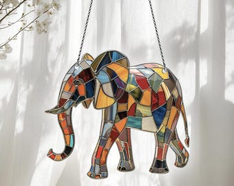 Elephant Ornaments Acrylic Window Hanging, Elephant Lovers Gifts, Elephant Decor For Home Wall Room, Elephant Familyhood Gifts Decorations