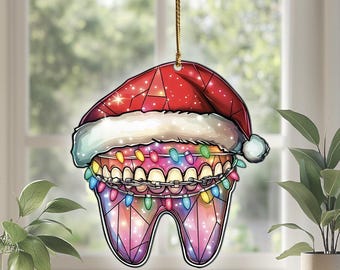 Atrapasol acrílico para ventana con forma de brackets, adornos de brackets, decoración de brackets, regalos de brackets para hombres y mujeres, adornos navideños de brackets