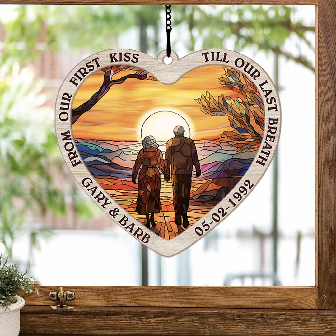 Décoration Murale Personnalisée 'Our First Kiss' - Toile Sur Bois, Souvenir De Couple