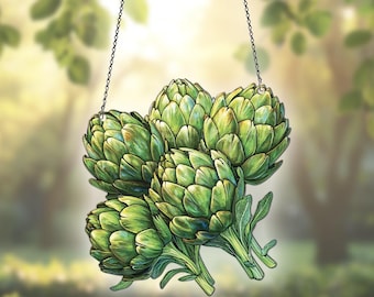 Artichoke Acrylic Suncatcher Window Hanging, Artichoke Ornaments, Artichoke Decor, Artichoke Gifts For Women Men, Gift For Artichoke Lovers