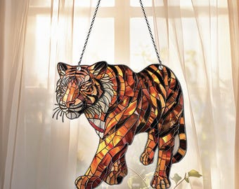 Tiger Acrylic Suncatcher Window Hanging, Tiger Ornaments, Tiger Decor, Tiger Gifts For Women Men, Gift For Tiger Lovers