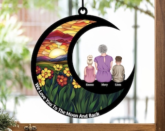 Personalized Grandma Gifts Suncatcher Ornament, Mothers Day Gift For Grandma, Window Hanging Home Decor, Mom Nana Gigi Gift From Kids