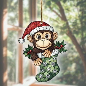 Monkey Acrylic Suncatcher Window Hanging, Monkey Ornaments, Monkey Decor, Monkey Gifts For Women Men, Monkey Christmas Decorations