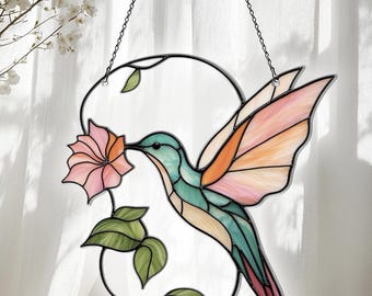 Hummingbird Suncatcher, Hummingbird Acrylic Stained Glass style, Window Decor, Window Hanging, Wall Art, Outdoor or Indoor, Gifts for Women
