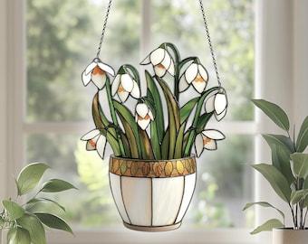 Snowdrop Acrylic Suncatcher Window Hanging, Snowdrop Ornaments, Snowdrop Decor, Snowdrop Gifts For Women Men, Snowdrop Pot Ornaments