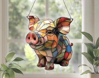 Adornos navideños de acrílico con forma de cerdo, ideales para amantes de los cerdos, perfectos para regalar en una casa de campo o como decoración para el árbol de Navidad.