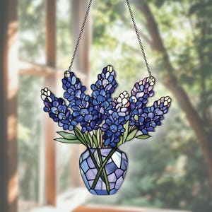 Texas Bluebonnet Flat 2D Acrylic Suncatcher, Texas Bluebonnet Ornaments, Texas Bluebonnet Decor, Texas Bluebonnet Gifts For Women Men