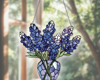 Atrapasol plano de acrílico 2D de Texas Bluebonnet, adornos de Texas Bluebonnet, decoración de Texas Bluebonnet, regalos de Texas Bluebonnet para mujeres y hombres