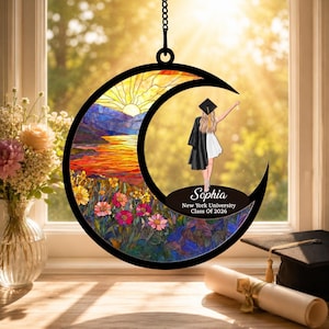 Personalized College Graduation Suncatcher, Graduation Friend Daughter Gift, Senior 2026 Gift, Class of 2026 Decoration, Acrylic Suncatchers