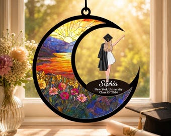 Personalized College Graduation Suncatcher, Graduation Friend Daughter Gift, Senior 2026 Gift, Class of 2026 Decoration, Acrylic Suncatchers
