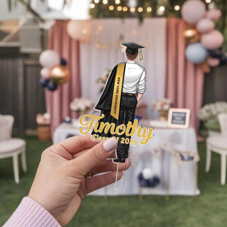 Personalized Graduation Cake Topper 2026, Custom Name Men Cake Topper ...