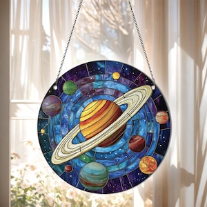 Solar System Flat 2D Acrylic Suncatcher, Solar System Ornaments, Celestial Decor, Solar System Gifts For Women Men, Space For Window Hanging