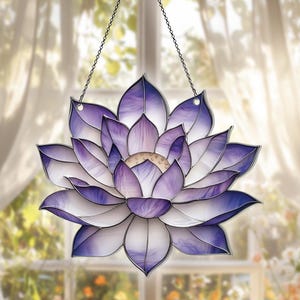 Lotus Flat 2D Acrylic Suncatcher, Lotus Ornaments, Lotus Decor, Lotus Gifts For Women Men, Lotus Sun Catcher For Window Hanging