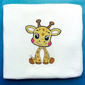 Süßes Baby-Giraffe-Maschinenstickmuster, Tierstickerei, Safari-Stickerei, 5 Größen, Sofortiger Download