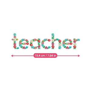 MAESTRO Letras florales Diseño de bordado a máquina flores 8 pulgadas 6x10 Aro 16x26 cm archivo de bordado escolar, Descarga instantánea