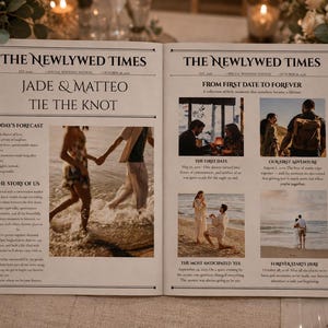 Personalized Wedding Newspaper Program | Custom Love Story Keepsake (Digital Download)