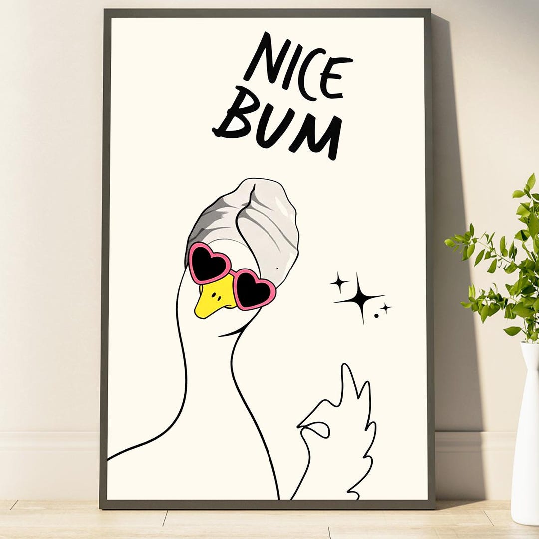 Funny Duck Nice Bum Poster Playful Goose With Sunglasses Poster Animal ...