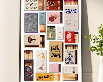 Custom Matchbook Art Personalized Poster Print Matchbox Gift Retro Vintage Classic Wall Poster Decor Unique Anniversary For Him Her Dad Mom