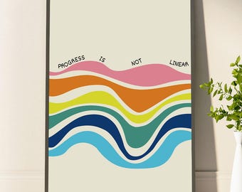 Progress Is Not Linear Poster Motivation Poster Home Office School Poster Counselor Quote Poster Classroom Poster Gifts For Her And Him