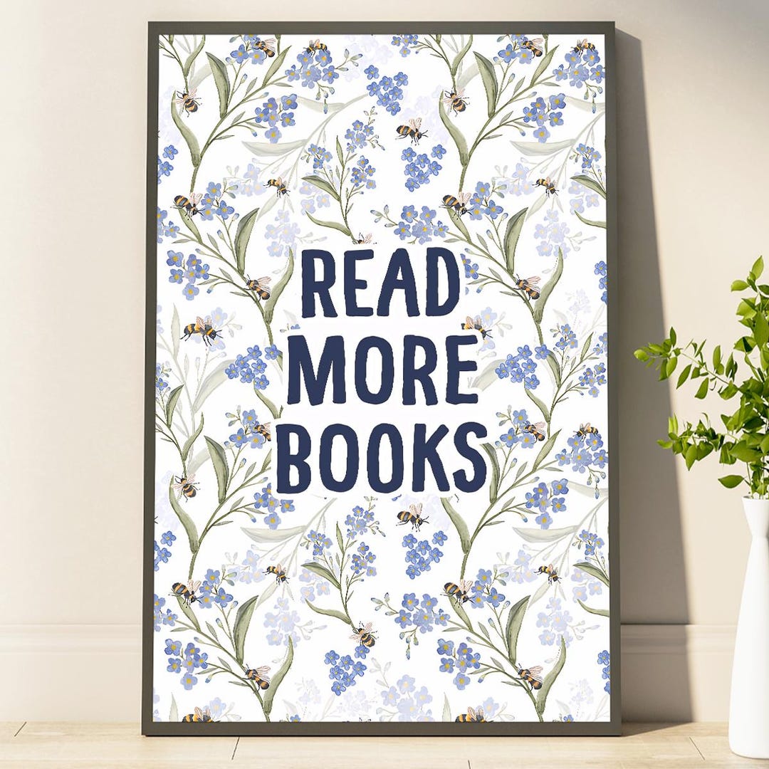 Read More Books Wall Art Poster Vintage Library Printable Poster Book ...