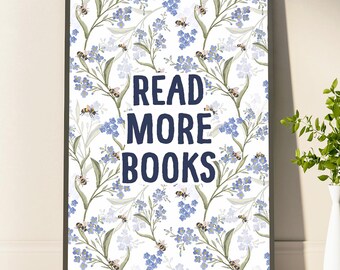 Read More Books Wall Art Poster Vintage Library Printable Poster Book Lover Poster Antique Reading Nook Art Print Decor Retro Bookish Poster