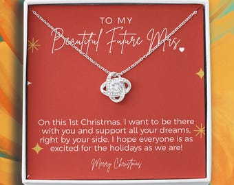 To My Future Mom Necklace, Message Card : On this 1st Christmas. I want to be there with you and support all your dreams, Mother's Day Gifts