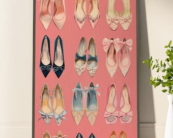 Custom Vintage Heels Poster Vogue Prints Pink Wall Art Photography Prints Fashion Wall Art Above Bed Art Girly Wall Art Preppy Wall Gifts