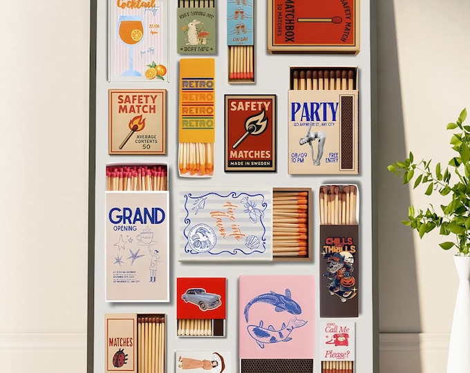 Custom Matchbook Art Poster Personalized Matchbox Gift Retro Vintage Classic Wall Poster Decor Unique Anniversary For Him Her Dad Mom