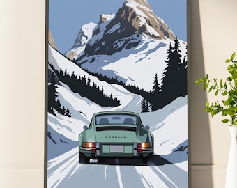 Porsche 911 Poster Porsche Poster Vintage Car Poster Minimalistic Porsche Wall Art Illustration Aesthetic Print