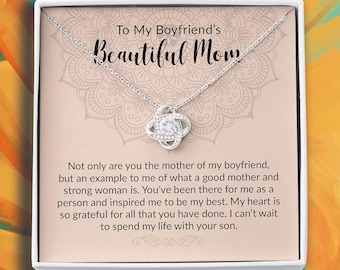 To My Boyfriend's Beautiful Mom Necklace, I love your son because of you, present for Boyfriend's Mom, Birthday, Mother's Day Gift