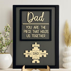 Personalized Dad Puzzle Sign With Kids Name, You Are the Piece That Holds Us Together Sign, Custom Father&#39;s Day 2025 Gift, Gift for Dad