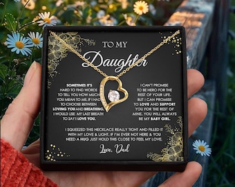 To My Daughter Jewelry Gift, Message Card Gift Box from Mom or Dad, Birthday Gift for Daughter, Personalized Necklace for Daughter