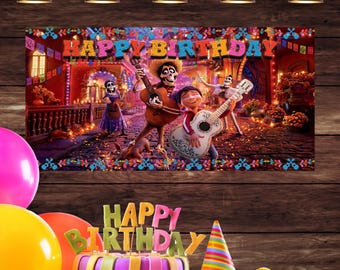 Personalized Coco Movie Birthday Vinyl Banner: Custom Party Decoration
