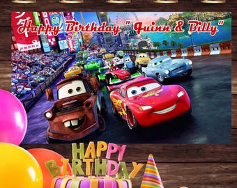 Cars Movie Birthday Banner: Personalized Vinyl Party Decoration
