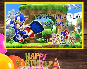 Personalized Sonic Birthday Vinyl Banner: Custom Party Decor