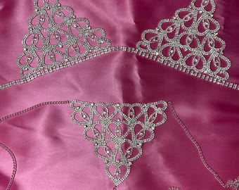 Strass Bikini Set | funkeln Dessous | Exotischer Kristall Schmuck | Bling BH Panty Set